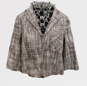 Talbot's Petites brown & white plaid blazer